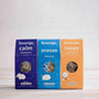 Three packs of teabags in different relaxing herbal teas