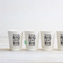 teapigs branded paper cups, printed with "teapigs, big leaf, big flavour". 