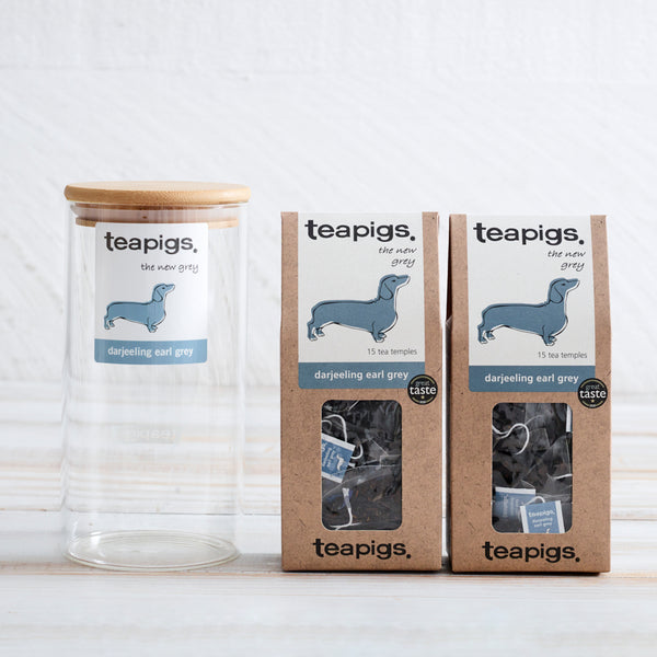 Darjeeling Earl Grey tea 15 packs with branded glass jar