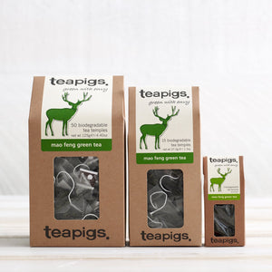 Trio of 50, 15 and 2 packs of Mao Feng Green Tea teabags