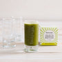 teapigs branded shot glass filled with matcha green tea