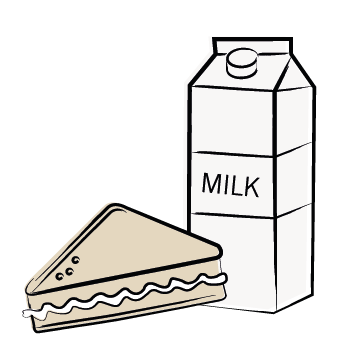 Milk and a sandwich