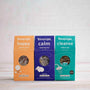 trio of 15 packs happy, calm, and cleanse teabags